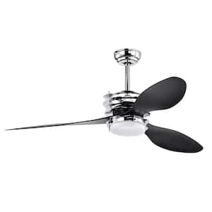 52 in. Black Indoor Integrated LED Light DC Motor Ceiling Fan with Remote Control and Down Rod