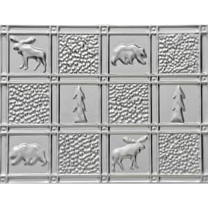 Take Home Sample - Gwen's Cabin Steel Unfinish 12 in. x 12 in. Decorative Tin Steel Silver Nail Up Backsplash Wall Tile