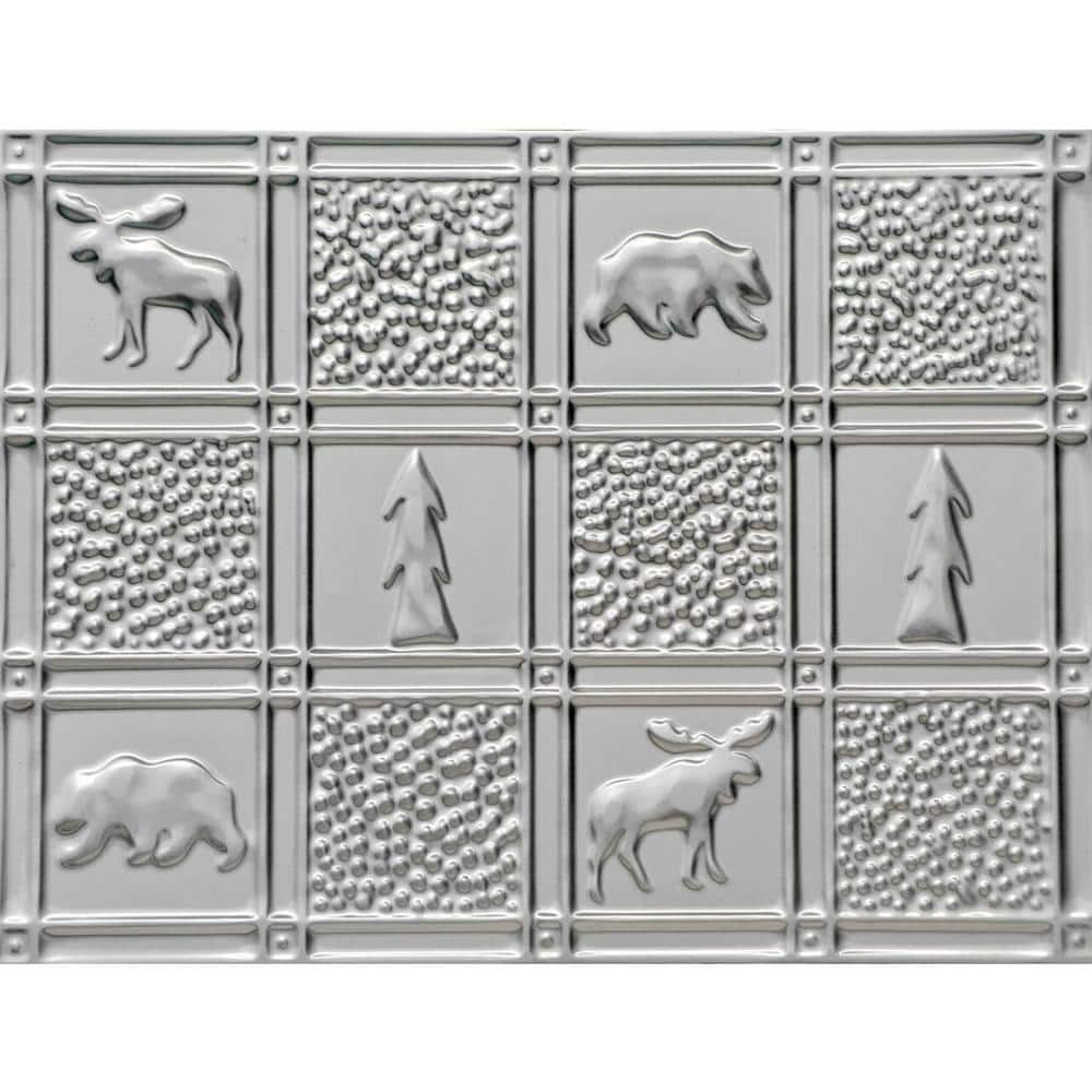 Steel Patterned Tin Plated Wall and Backsplash Tile, 21'' x 16''