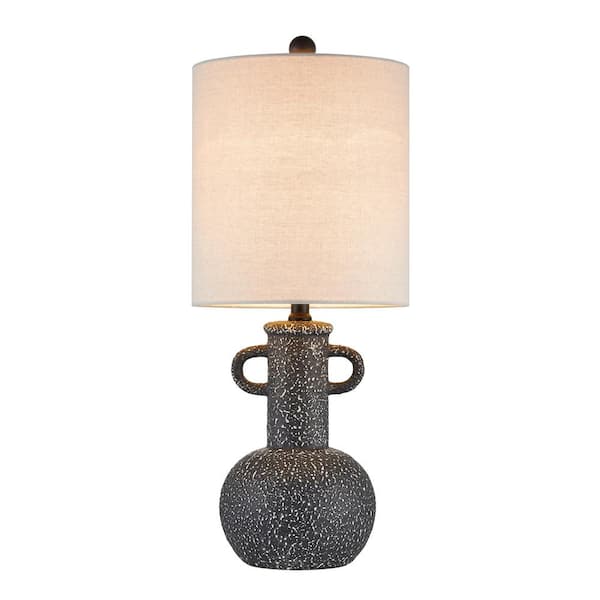 24.5 in. Black Farmhouse and Rustic Ceramic Bedside Table Lamp