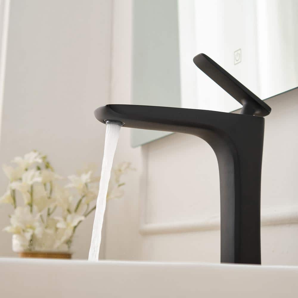 Matte Black Tall Single Handle Vessel Sink Faucet