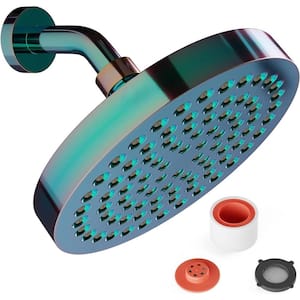 Rainfall Shower Head 1-Spray Patterns with 2.5 GPM 6 in. Ceiling Mount Rain Fixed Shower Head in Polished Rainbow