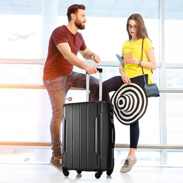 24 in. Black Hardshell Luggage Spinner Suitcase with TSA Lock Light-Weight (Single Luggage)