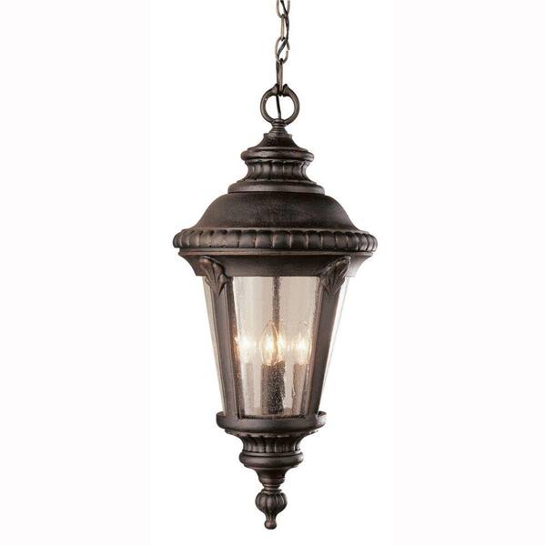 Bel Air Lighting Breeze Way 1-Light Outdoor Hanging Rust Lantern with Seeded Glass