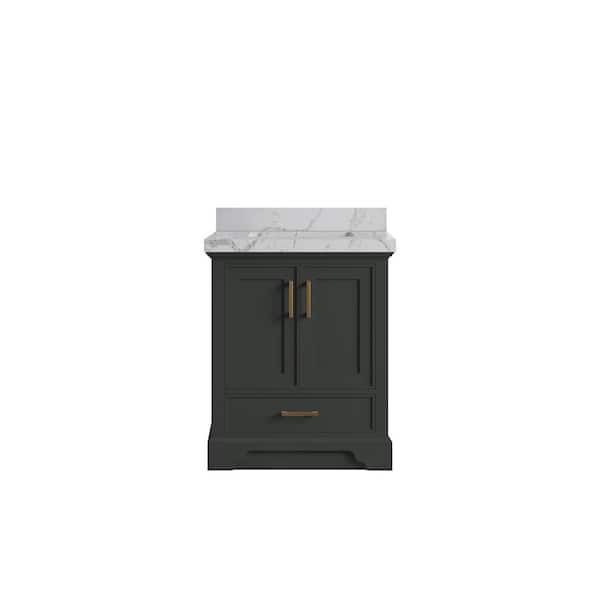 Willow Collections Charlotte 30 in. W x 22 in. D x 36 in. H Single Sink Bath Vanity Center in Black Top with 2 in. Venatino Quartz Top