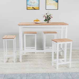 5-Piece Wood Metal Dining Table Set with 4 Chairs