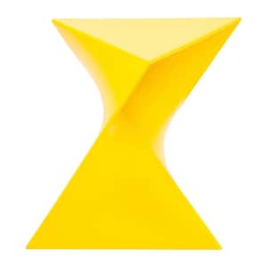 Randolph 15.75 in. Triangle Accent End Table with Plastic Talbrtop Lightweight Side Table in Yellow (Set of 2)
