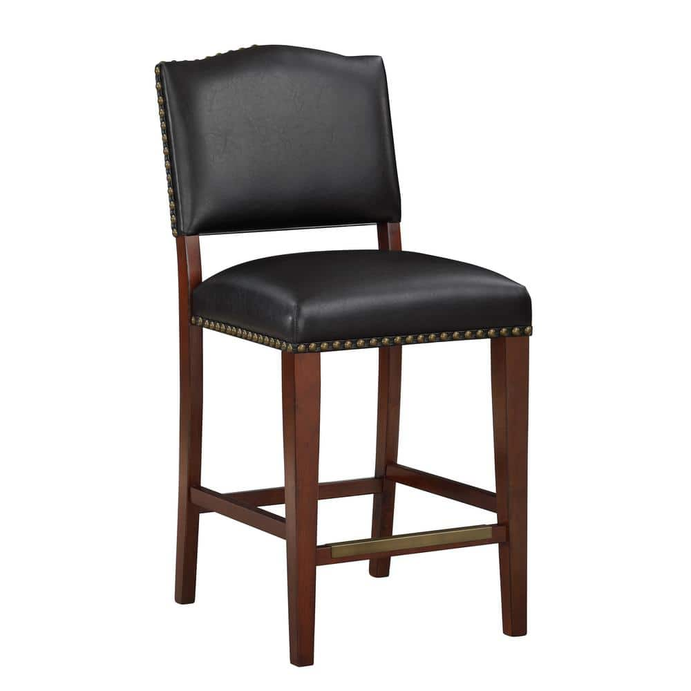 Denver 40 in. H Brown Camel Back Wood Frame Counter Stool with Faux ...