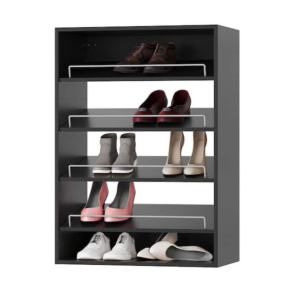 HOMEIBRO 19.5 in. W Black Modular Adjustable, Stacking, Shoe
