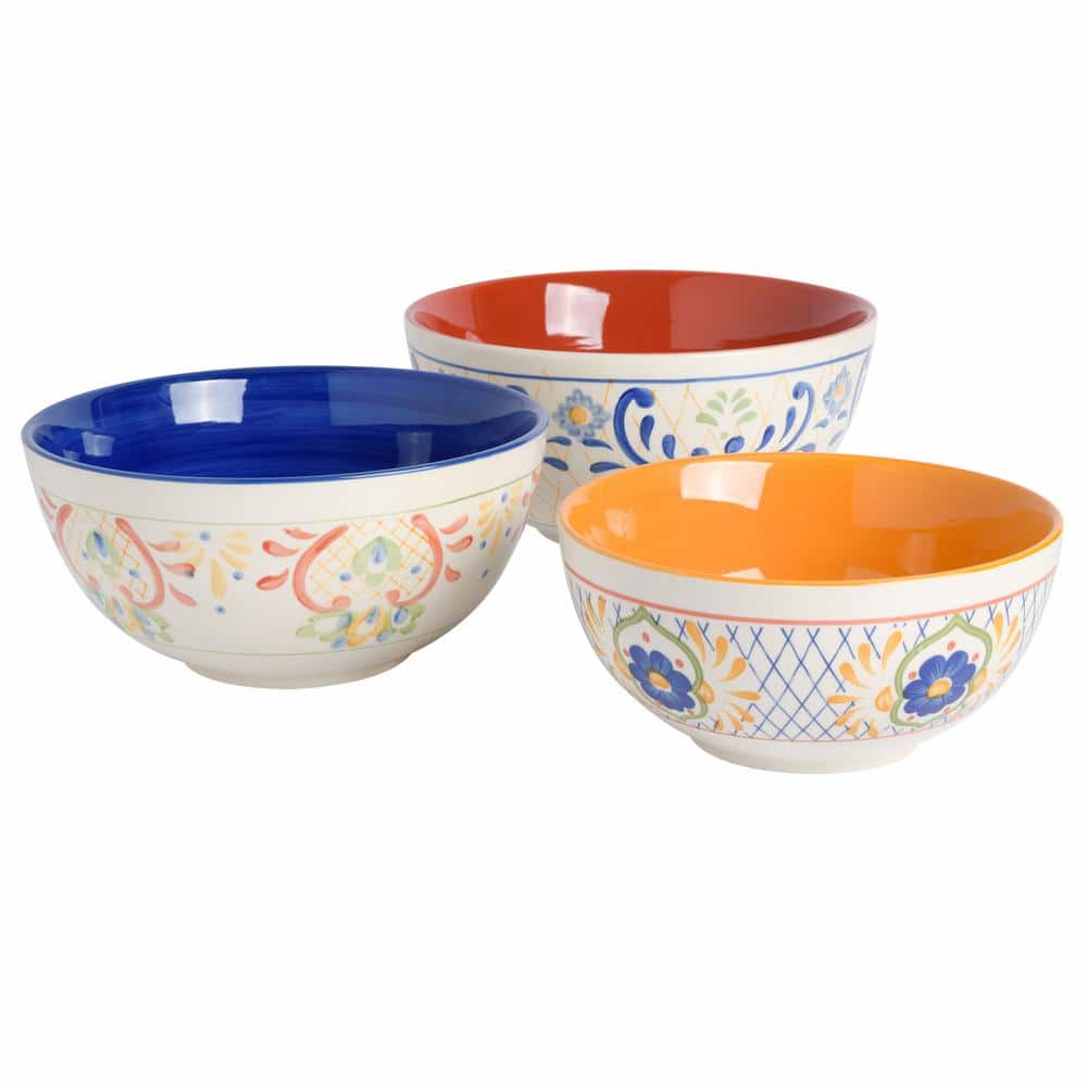 Vremi 3 Piece Plastic Mixing Bowl Set - Nesting Mixing Bowls with
