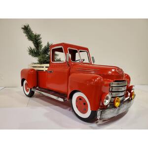 36 in. Red Metal Truck Decoration