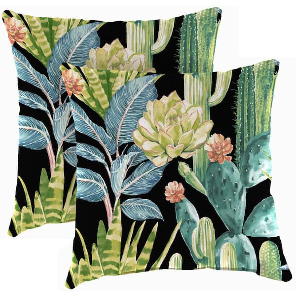 Jordan Manufacturing 18 in. L x 18 in. W x 4 in. T Outdoor Throw Pillow in Hatteras Ebony (2-Pack)