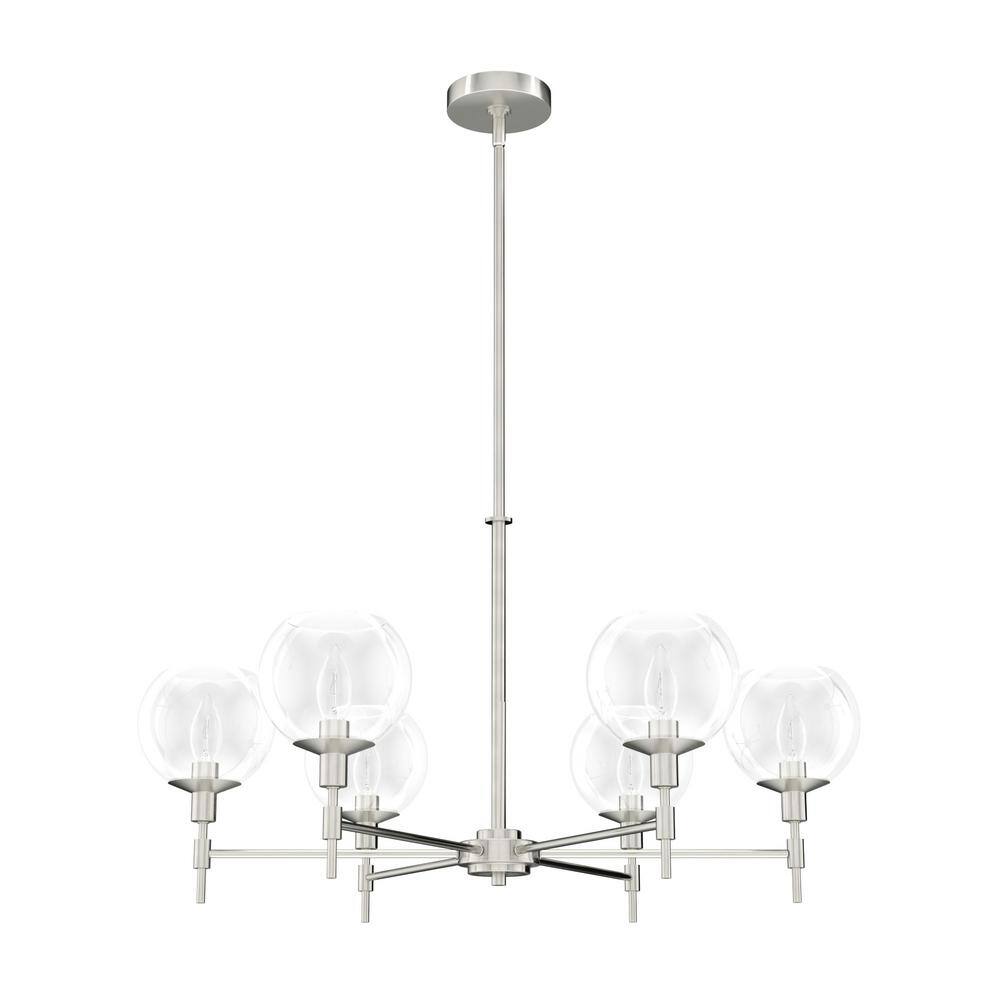 Hunter Xidane 6Light Brushed Nickel Shaded Chandelier with Clear Glass