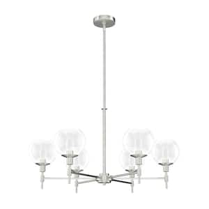 Xidane 6-Light Brushed Nickel Shaded Chandelier with Clear Glass Shades