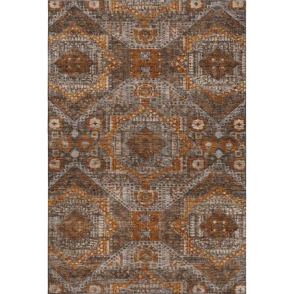 Mayfield Premium Machine Washable Abstract AMF1928 Copper 5 ft. x 7 ft. 6 in. Area Rug