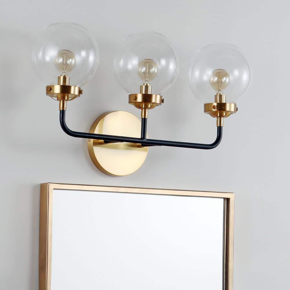 Caleb 3-Light 22" Antique Black & Brass Vanity Wall Sconce