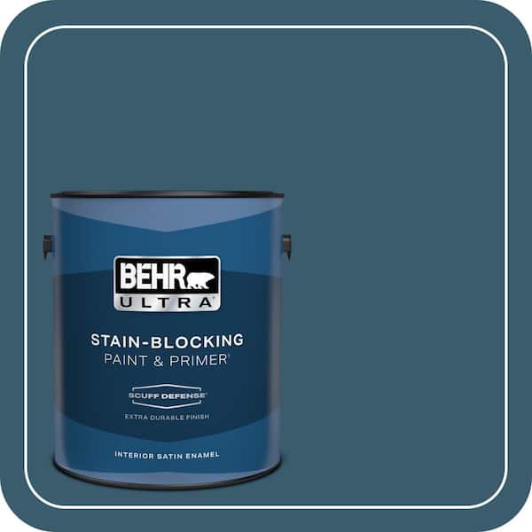 BEHR ULTRA 1 gal. #550F-7 Blue Spell Extra Durable Satin Enamel Interior Paint & Primer