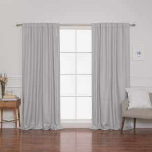 Light Gray Faux Linen Back Tab Blackout Curtain - 52 in. W x 84 in. L (Set of 2)