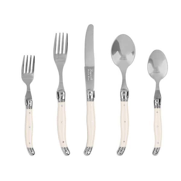Laguiole Connoisseur 20-Piece 18/10 Stainless-Steel Flatware Set with Ivory-Colored Handles