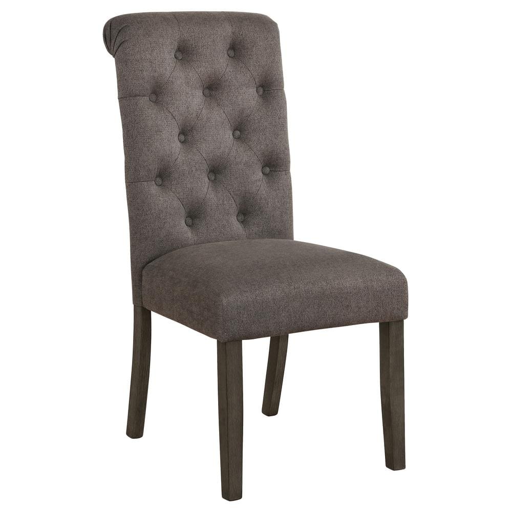 Dark Gray Linen Upholstered Tufted Parsons Side Chair