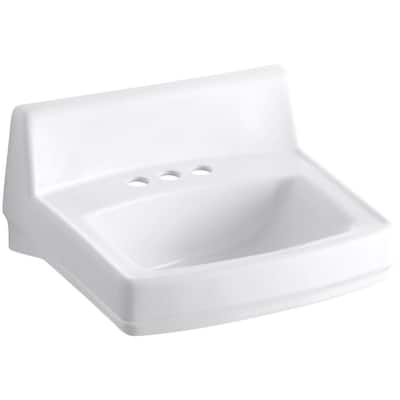 Greenwich Wall-Mounted Vitreous China Bathroom Sink in White with Overflow Drain