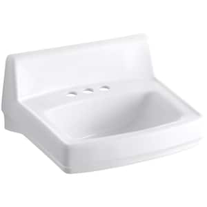 Greenwich Wall-Mount Vitreous China Bathroom Sink in White with Overflow Drain
