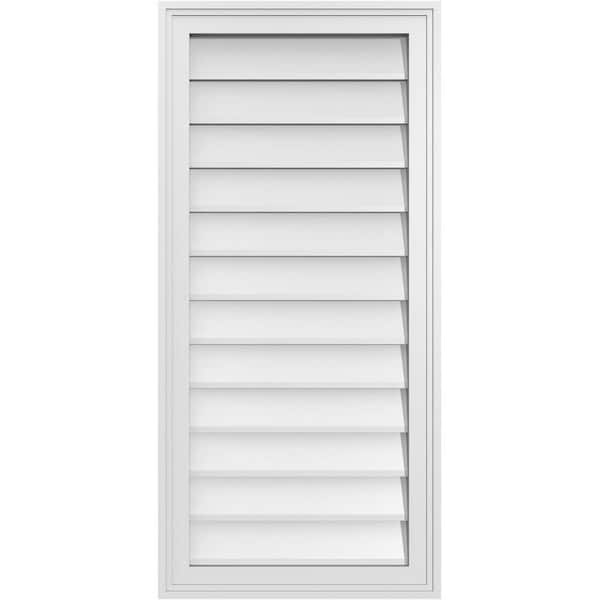 Ekena Millwork 18" x 38" Vertical Surface Mount PVC Gable Vent: Non-Functional with Brickmould Frame