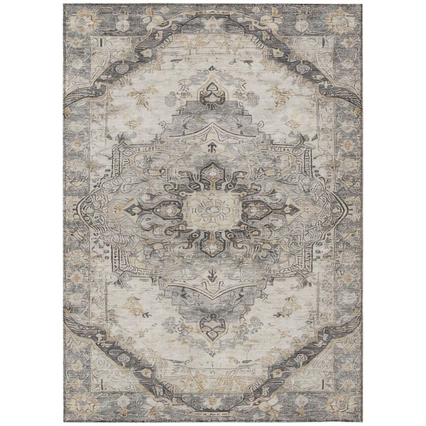 Chantille Machine Washable Indoor/Outdoor Abstract ACN2875 Silver 10 ft. x 14 ft. Area Rug