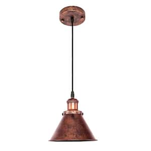 BARN 1-Light Copper Hanging Barn Pendant Light with Cone Metal Shade and 78" Adjustable Cord (1-Pack)