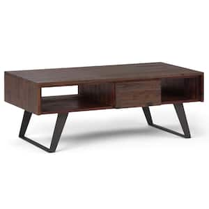 Lowry 48 in. Distressed Charcoal Brown Large Rectangle Wood Coffee Table with Drawers