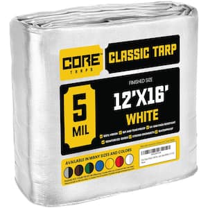 12 ft. x 16 ft. White 5 Mil Heavy Duty Polyethylene Tarp, Waterproof, UV Resistant, Rip and Tear Proof