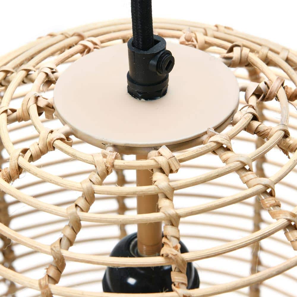 Natural Handwoven Rattan Globe Pendant Light, 13.25"