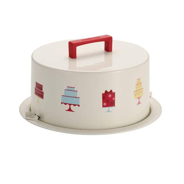 Cake Boss Serveware Metal Cream Cake Carrier with Mini Cakes