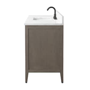 48 in. W x 22 in. D x 34 in. H Single-Sink Bath Vanity in Driftwood Gray with Engineered Marble Top in Arabescato White