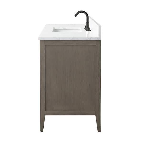 48 in. W x 22 in. D x 34 in. H Single-Sink Bath Vanity in Driftwood Gray with Engineered Marble Top in Arabescato White