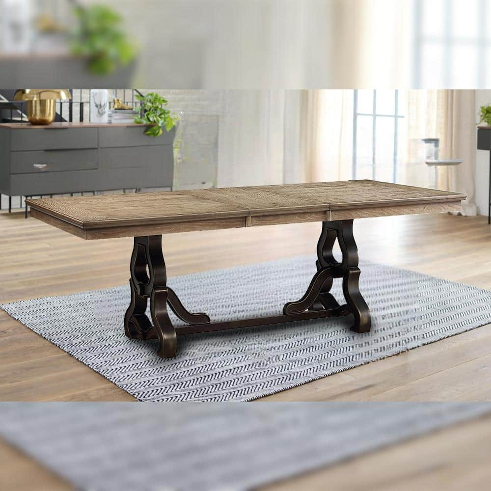 Acme Furniture Nathaniel Brown Wood Material 42 in. width Trestle type  Dining Table with 6-seats 62330 - The Home Depot