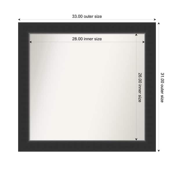 Amanti Art Corvino Black 33 in. x 31 in. Custom Non-Beveled Wood Framed Bathroom Vanity Wall Mirror