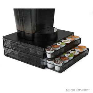72-Capacity Black Double K-Cup Storage Tray with Flower Pattern Metal Mesh