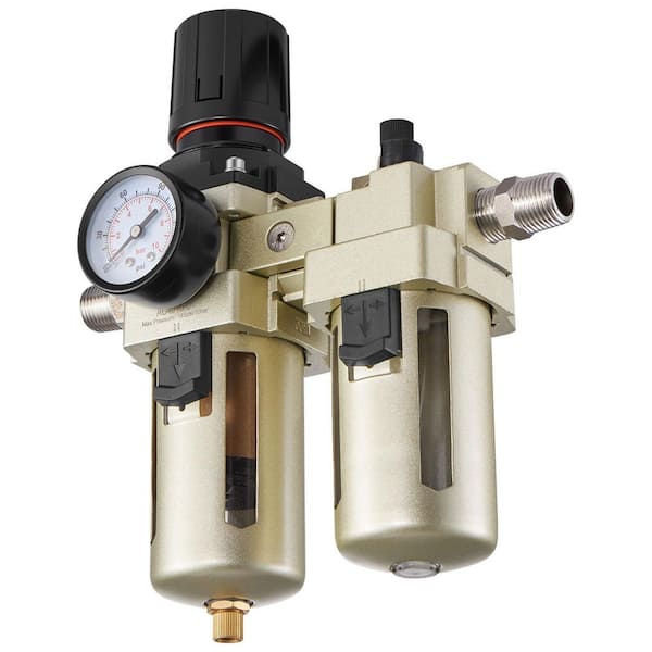 Air Compressor Filter Regulator Lubricator (FRL), 1/2 in. NPT Air Compressor Water Separator, Semi-Auto System