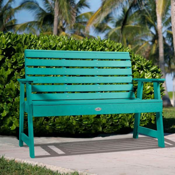 Highwood Riverside 4 ft. 2-Person Seaglass Blue Recycled Plastic Garden Bench