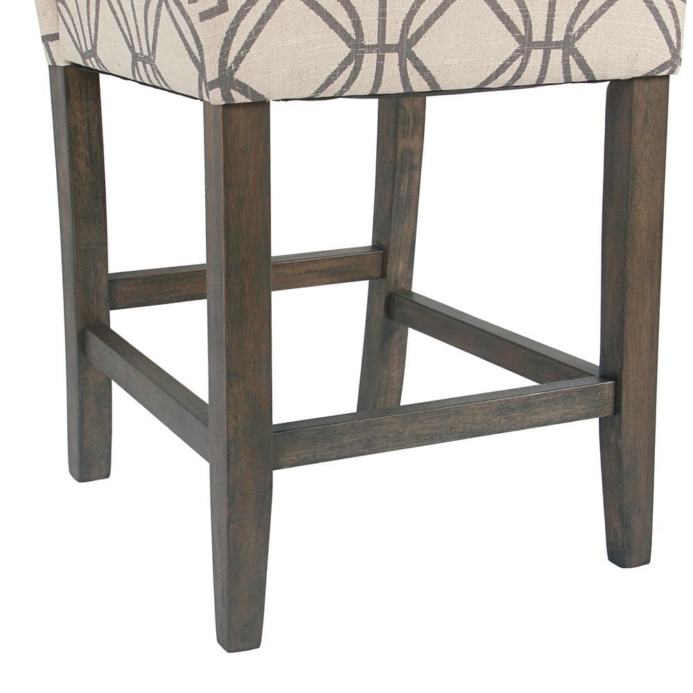 Elegant Gray Lattice 24" Wooden Counter Height Barstool