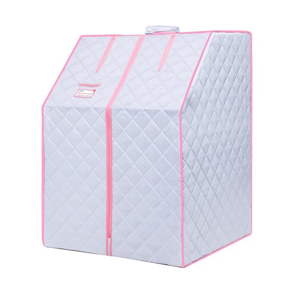 Unbranded Grey 1-Person Carbon FAR Infrared Sauna with 3 Panels and Foldable Chair, Foot Padan and Remote