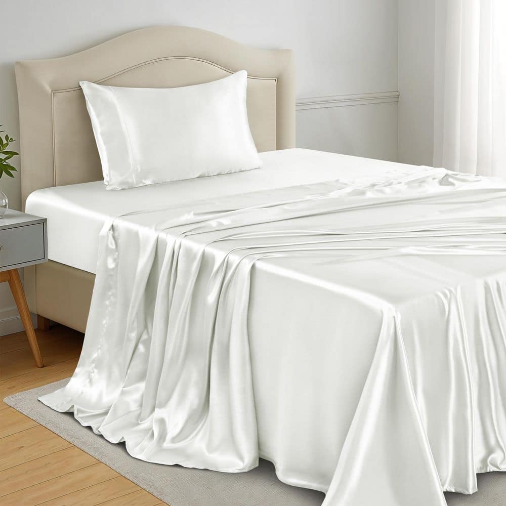 Lux Decor Collection Full White Satin Sheet Set-4 Piece, Deep Pocket, Easy Care price history on PriceWatchPro