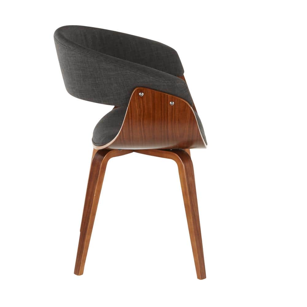Mid-Century Modern Gray Faux Leather Upholstered Arm Chair
