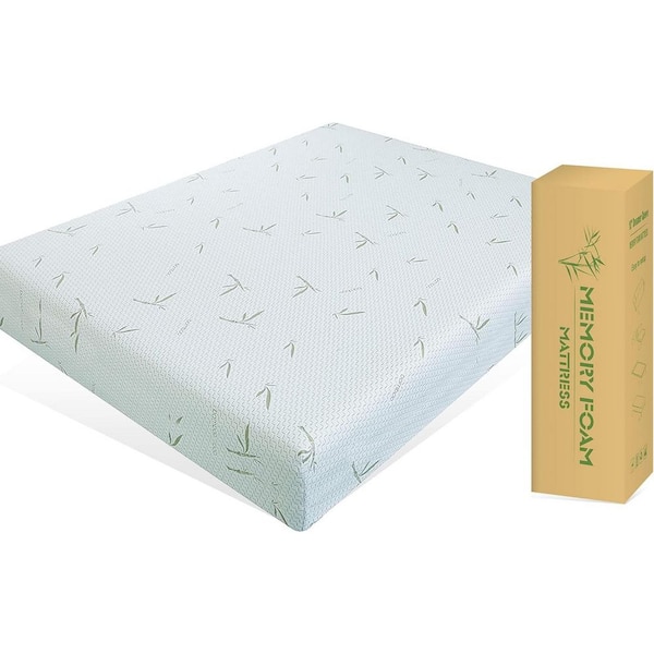 Yangming Twin XL Medium Firm Green Tea Memory Foam Mattress 10 in. Bed-in-a-Box Mattress with Removable Bamboo Cover
