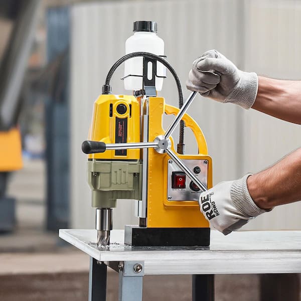 Magnetic Drill, 1400-Watt Motor 1.6 in. Boring Diameter 2810 lbf. Portable Electric Mag Drill Press, with 11-Coring Bits