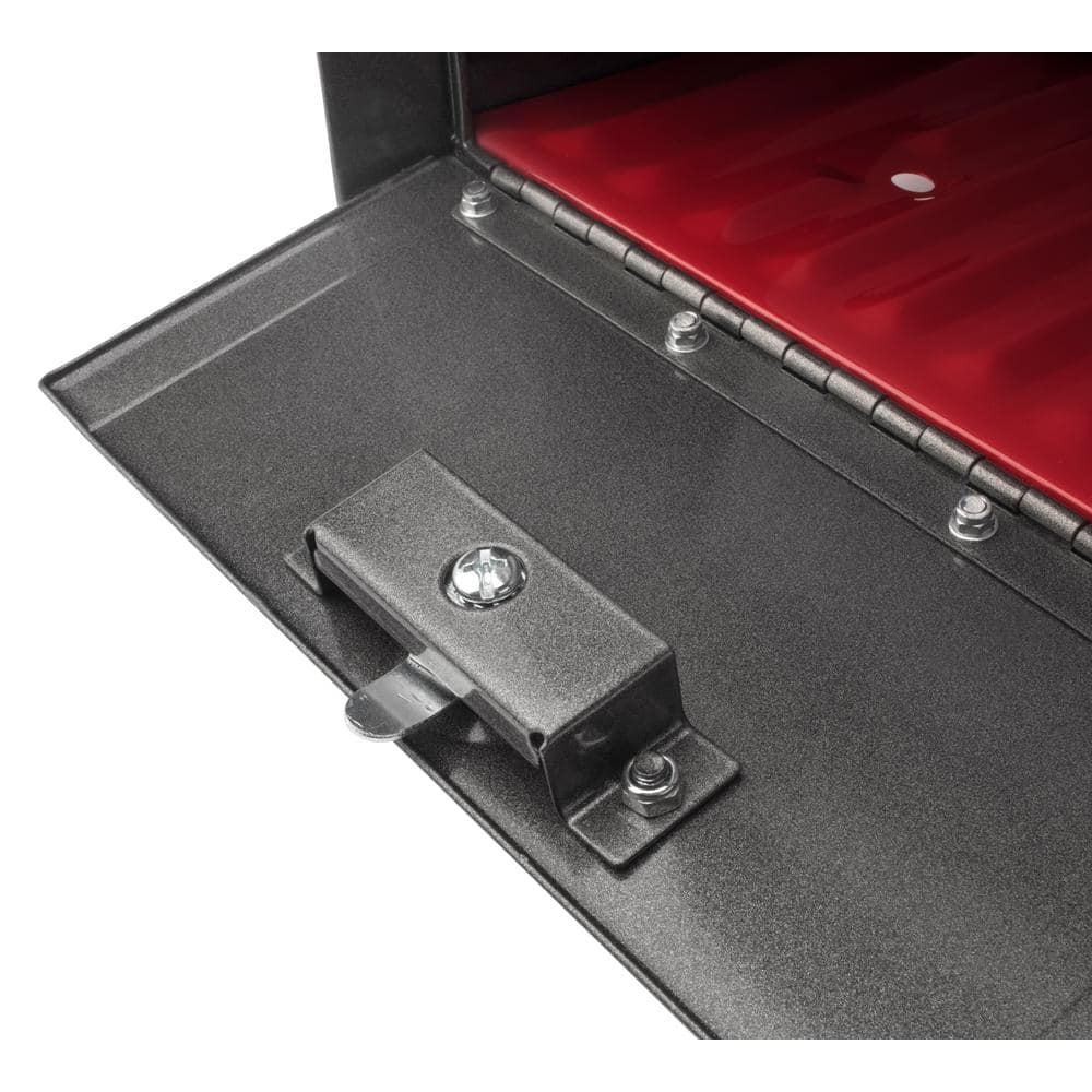 Extra Large Pewter Lockable Steel Post Mount Mailbox