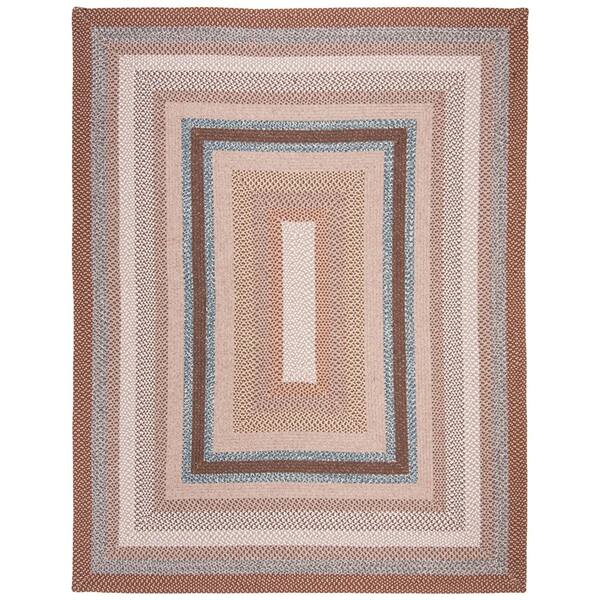 Braided 11 ft. x 15 ft. Brown/Multi Machine Washable Border Geometric Area Rug