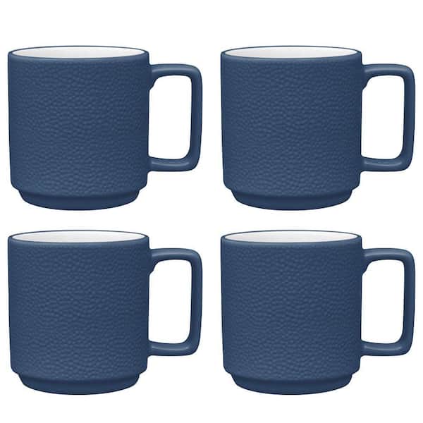 Colortex Stone Blue 16 oz. Porcelain Mugs, (Set of 4)