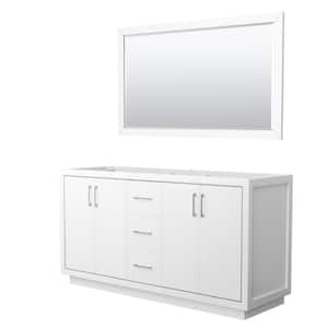 Icon 65.25 in. W x 21.75 in. D x 34.25 in. H Double Bath Vanity Cabinet without Top in White with 58" Mirror